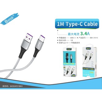 CABLE DE TYPE-C 1.0M 3.4A BSK-3101C