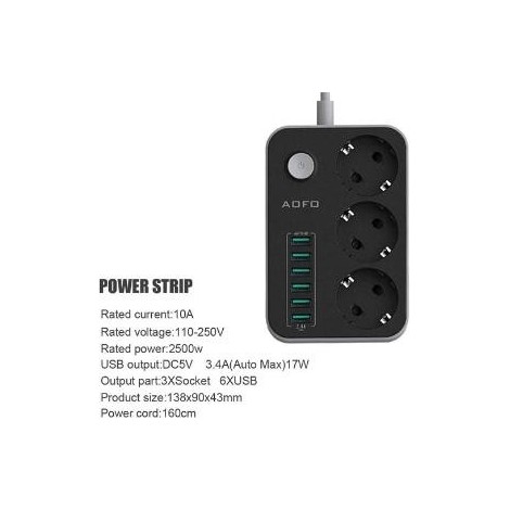 CABLE ALIMENTACION  6USB 3POWER CON INTERRUPTOR INDIVIDUAL