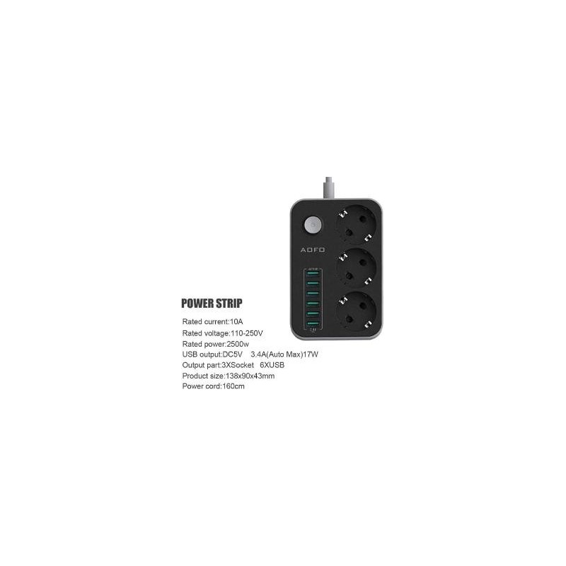插线板 6USB 3POWER 带独立开关