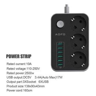 CABLE ALIMENTACION  6USB 3POWER CON INTERRUPTOR INDIVIDUAL