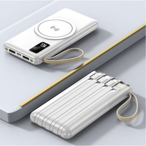 POWER BANK 10000MAH CARGA INALAMBRICO Y CABLE