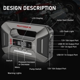 UTOGEN Portable Car Jump Starter with Air Compressor