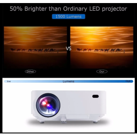 DBPOWER 1500 Lumen Video Proiettore LED con 150 "1080P HDMI VGA AV USB Beamer