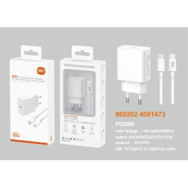 SIO SD02 CARGADOR COMPLETO PD20W CON CABLE C-L