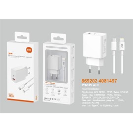 SIO SD04 PD20W QC3.0 C-L CARGADOR COMPLETO CON CABLE C-L