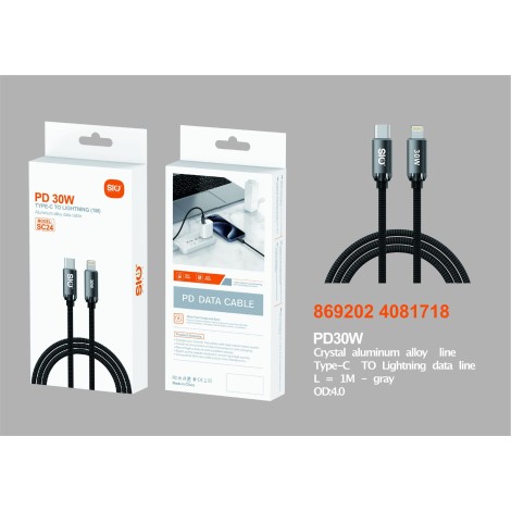 SIO SC24 CABLE TYPE-C A LIGHTNING 1M PD 30W