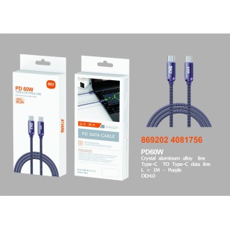SIO SC24 CABLE TYPE-C A TYPE-C 1M PD 60W