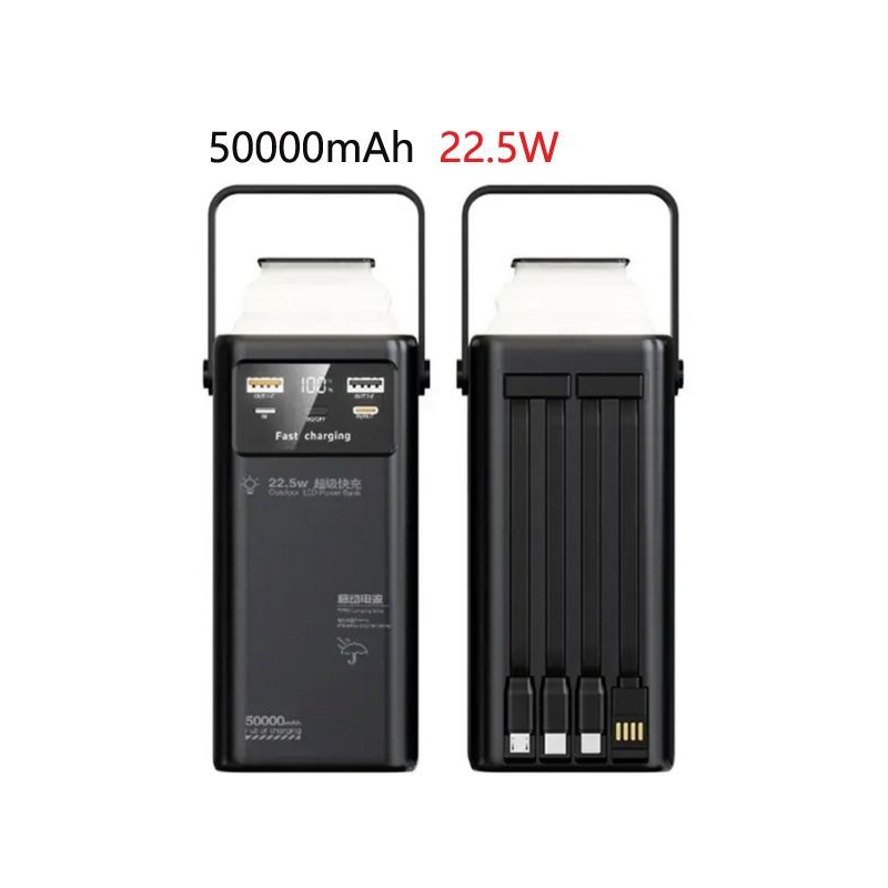 POWER BANK 50000MAH CON LUZ Y CABLE