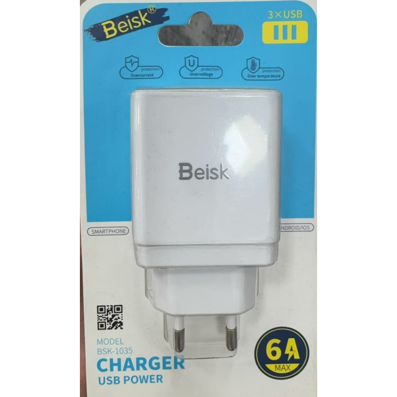 CARGADOR DE CASA 3USB 6A BSK-1035