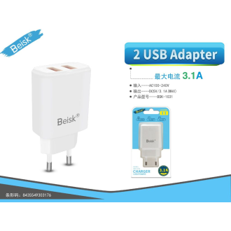 CARGADOR DE CASA 2usb 3.1A BSK-1031