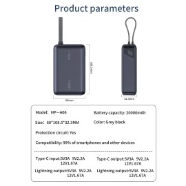 HEPU HP-A06 Power Bank 20000MAH 22.5W QC3.0