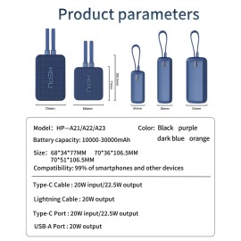 HEPU HP-A022 Power Bank 20000MAH 22.5W QC3.0