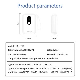 HEPU HP-A219 Power Bank 10000MAH 22.5W