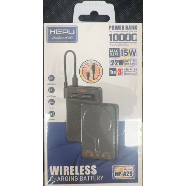 HEPU HP-A29 Power Bank 10000MAH 22W PD3.0 磁吸
