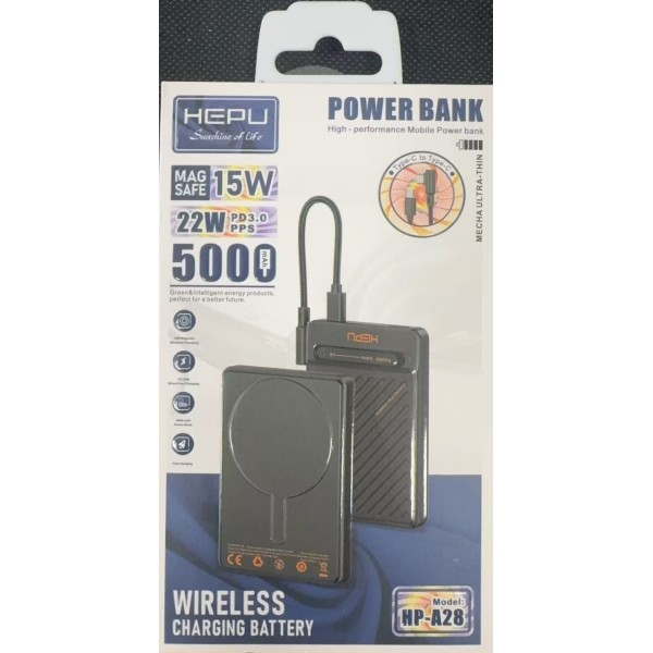 HEPU HP-A28 Power Bank 5000MAH 22W PD3.0 磁吸