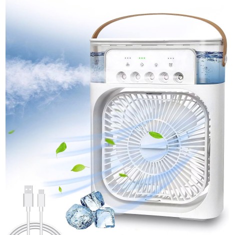 Ventilador USB-C mini, de mesa, nebulizador de agua y difusor de aromas