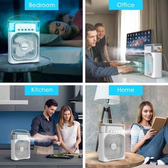 Ventilador USB-C mini, de mesa, nebulizador de agua y difusor de aromas