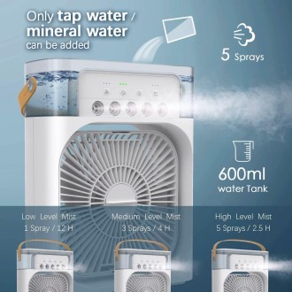 Ventilador USB-C mini, de mesa, nebulizador de agua y difusor de aromas