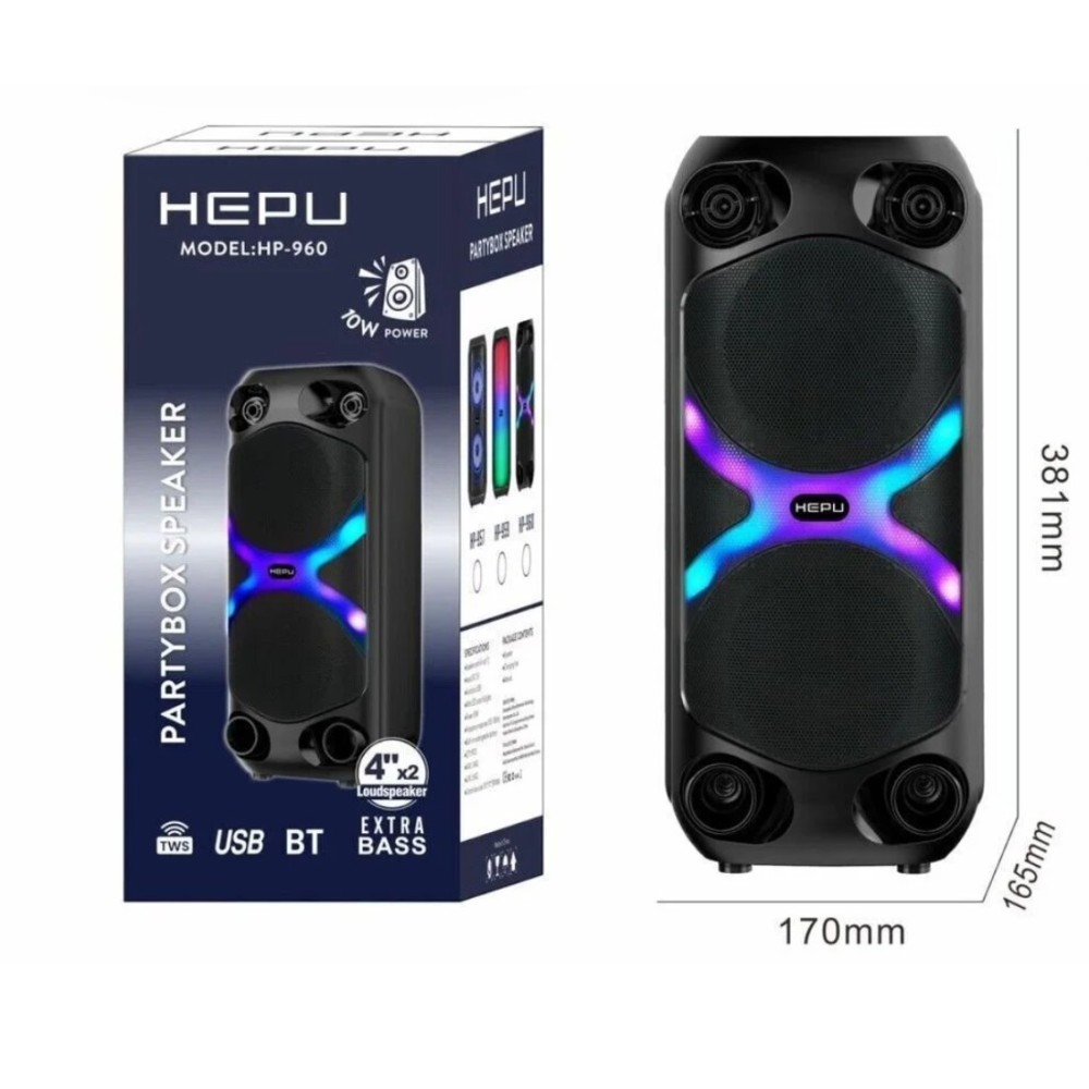 HEPU -HP 960 便携式可充电 RGB LED 蓝牙音箱