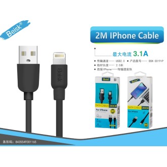 CABLE IPHONE 3.1A 2M NEGRO BSK-3019IP