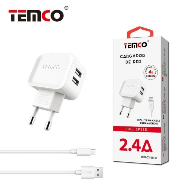 CARGADOR 2.4A +MICRO USB 2A 2M