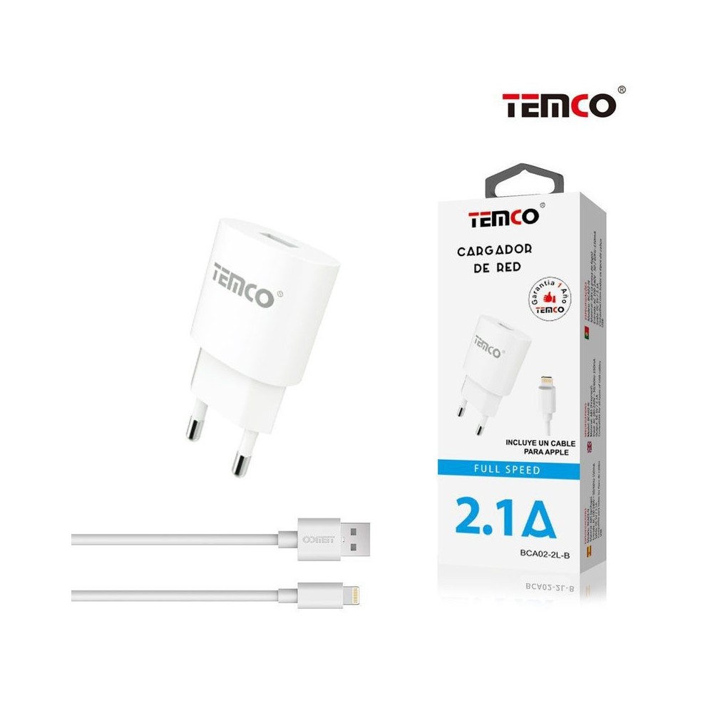 PACK CARGADOR 2.1A+LIGHTNING 2A 1M