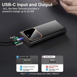 Coucur Power Bank, Bateria Externa Carga Rapida 10000mAh 37Wh