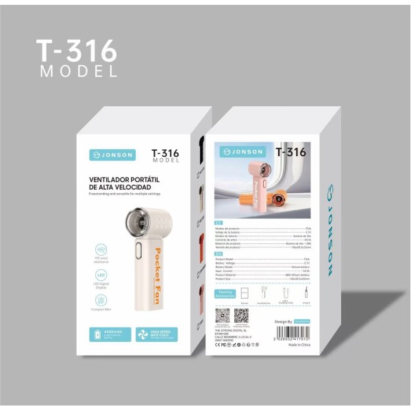 T-316 4000MAH VENTILADOR DE MANO