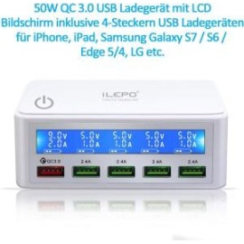 iLEPO Cargador Quick Charger 3.0 50W/10A
