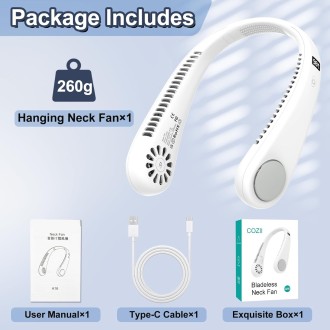 COZII Ventilador de Cuello Portátil Sin Aspas, 4000mAh A16