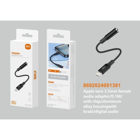 SIO SC19 LIGHTNING - JACK 3.5MM/0.1M