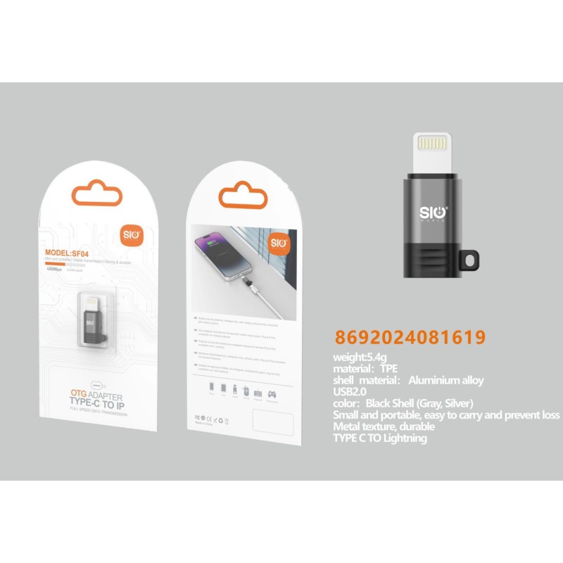 SIO SF04 ADAPTADOR TYPE-C hembra - Lightning macho